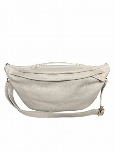 Kremowa nerka damska Vera Pelle wykonana z włoskiej skóry naturalnej. Elegancka torebka crossbody z regulowanym paskiem, złotymi detalami i praktycznymi kieszeniami. Idealna na co dzień i na wyjścia.