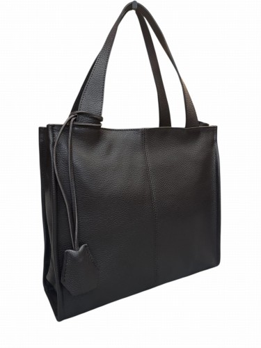 Brązowa shopperka VERA PELLE ze skóry naturalnej. Pojemna, elegancka i praktyczna, z kieszenią zewnętrzną, komorą na suwak i wygodnymi uchwytami. Idealna na co dzień i do pracy, wykonana z trwałej włoskiej skóry
